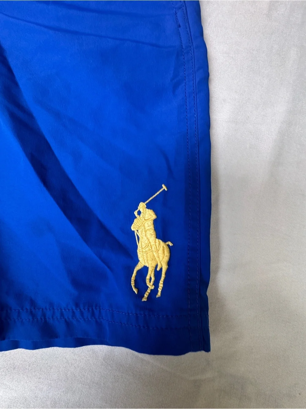 Polo by Ralph Lauren Boys Youth  Royal Blue Swim Trunks with Yellow Logo Size M
